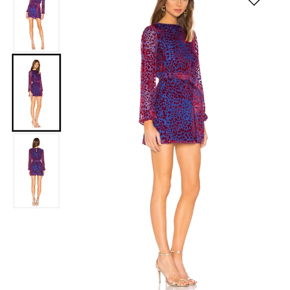 House of Harlow 1960 x REVOLVE Shawna Dress Size SM Cobalt Blue and Red Velvet - Picture 6 of 16
